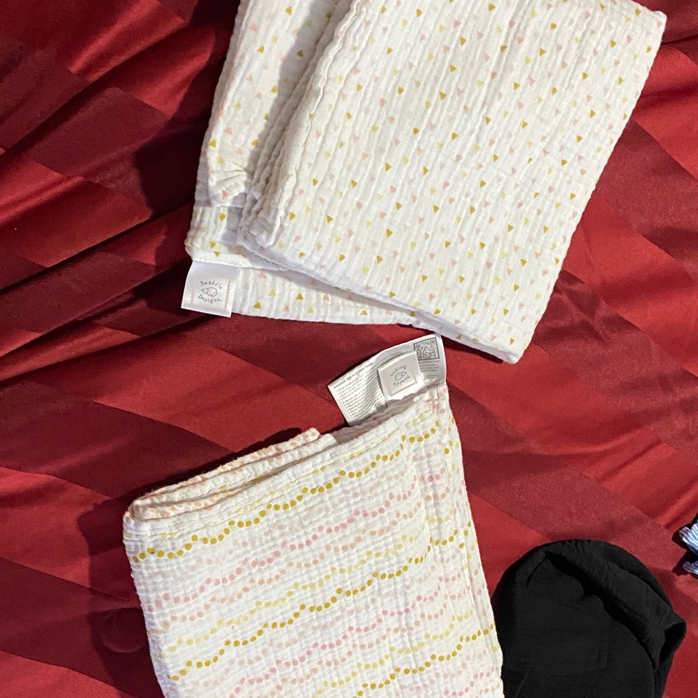 Swaddle Designs Muslin Baby Blankets - White, Yellow, Pink two, swaddle blanket
